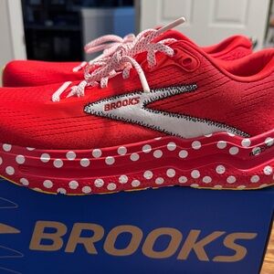 Brooks Red and White Athletic Shoes
